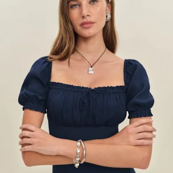 Reformation Haisley Dress Blue NWT - Size 8 - Picture 4 of 4